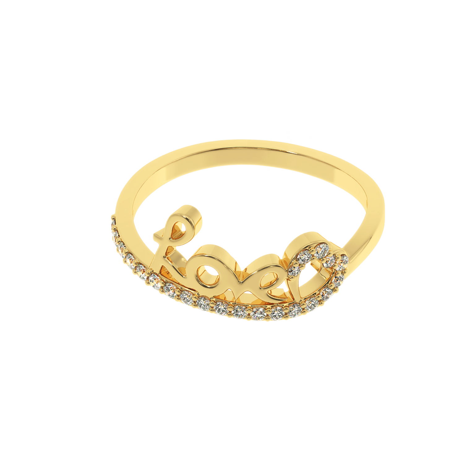 0.19 CT Love Script Heart Lab Diamond Ring in 14K Gold